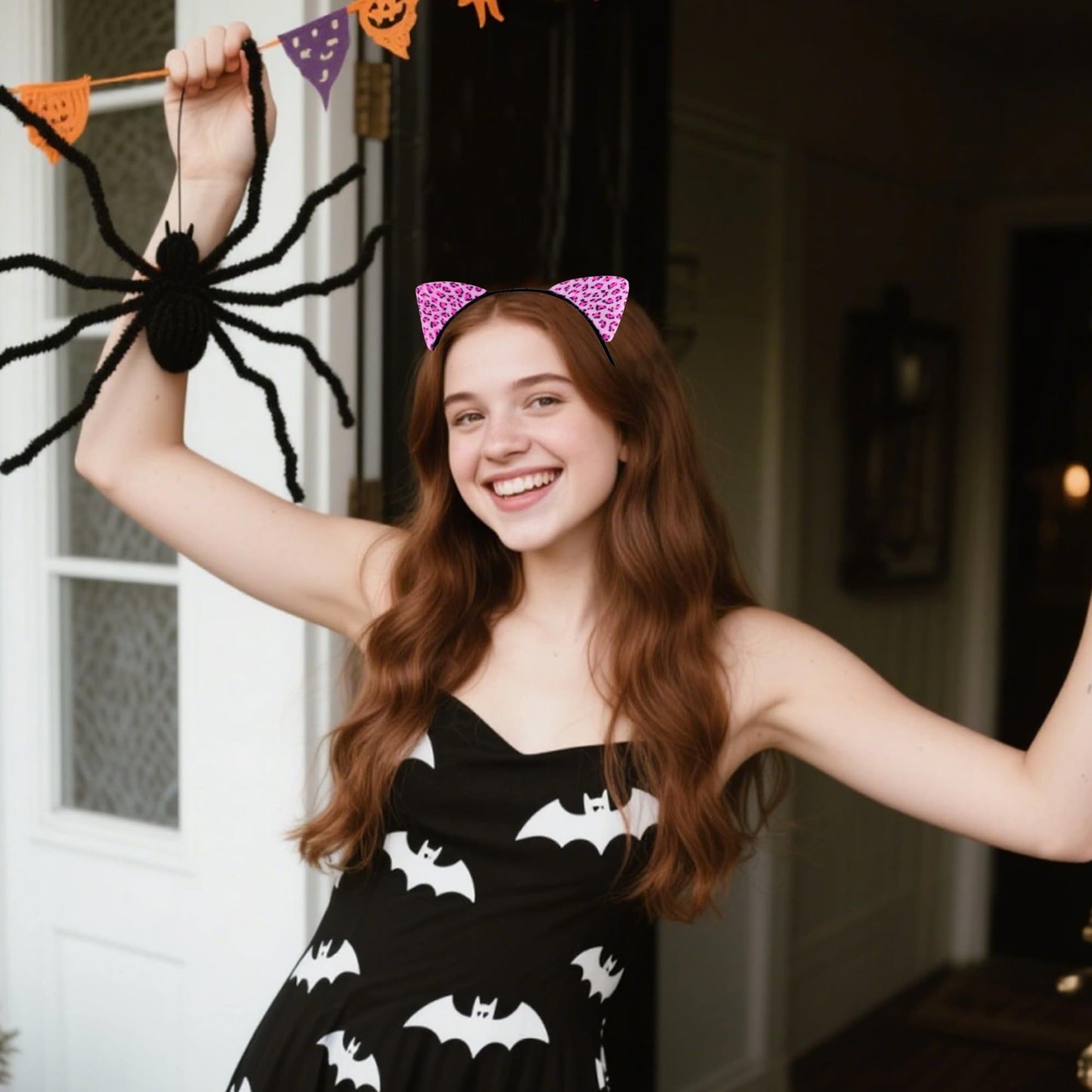 ASHONE Cat Ears Headband for Women Cute Cat Costume Hair Accessories for Halloween Party Cosplay (Pink, One Size)