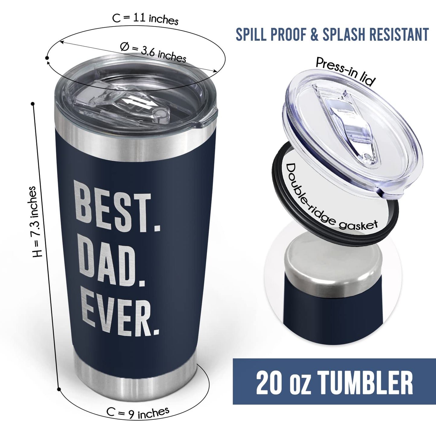 TEEZWONDER Gifts for Dad from Daughter Son - 20 oz Stainless Steel Insulated Coffee Tumbler with Lid - Birthday Gifts for Dad Who Wants Nothing, Mens Birthday Gift Ideas