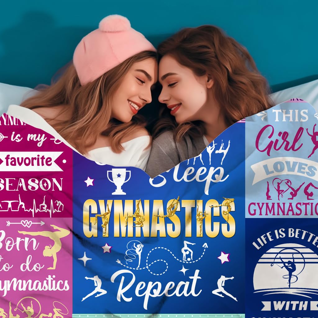 Gymnastics Gifts Blanket Gymnastics Gifts for Girls Throw Blanket Ultra Soft Cozy Lightweight Blankets Gymnastics Lovers Christmas Birthday Gifts 60"x50"