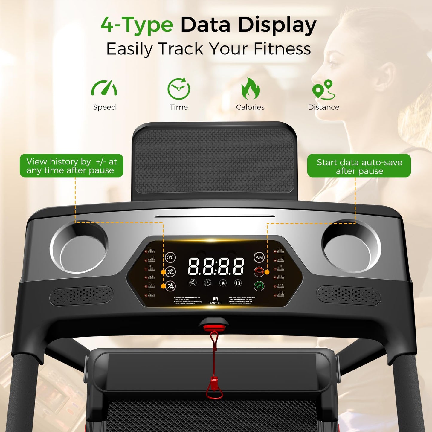 Portable Treadmill with Incline, 3.0HP Walking Pad with Handle Bar, 3-in-1 Foldable Treadmill for Home Office Small Space with Quiet Brushless, 300 LBS Capacity