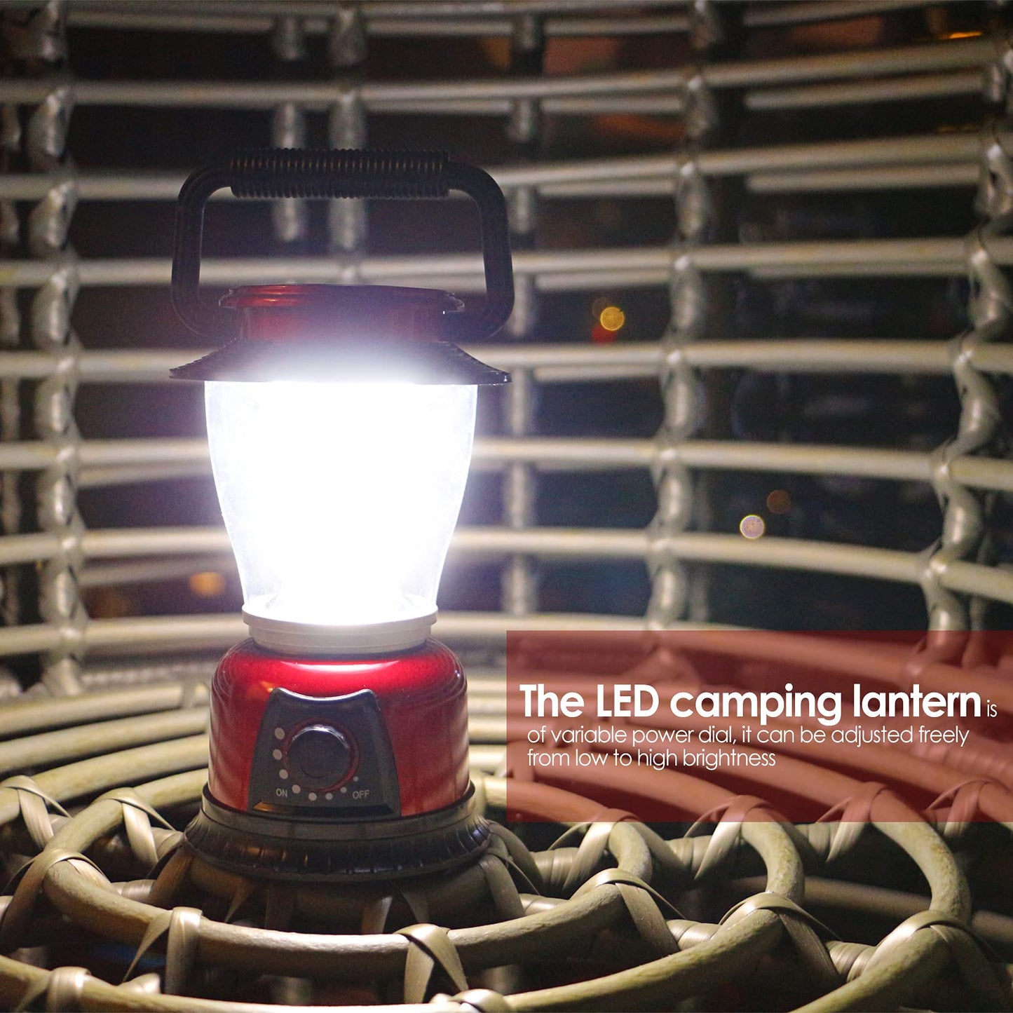 FANT.LUX LED Lantern Variable Power Retro Battery Powered Camping Light, COB High Brightness Dimmable Camping Lamp for Hiking, Fishing, Repairing and Emergency Lighting (Red-2 Pack)