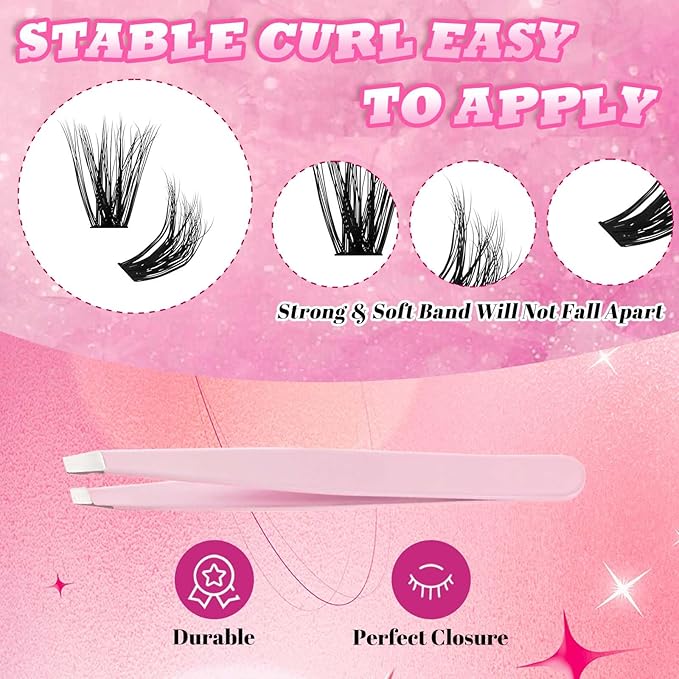 FADLASH Lash Extension Kit 60D Lash Clusters D Curl DIY Eyelash Extension Kit with Lash Bond and Seal Lash Applicator 3D Effect Lash Cluster Kit fluffy (60D Kit, Mix 10-18mm)