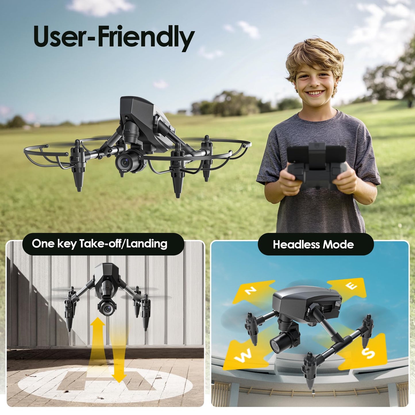Drone with Camera for Kids 1080P, Wefone Mini Drone for Beginners Adults Small RC Dron HD FPV Quadcopter with Optical Flow Positioning, 3 Batteries, 3D Flip, One Key Start, Toy Gifts for Boys Girls