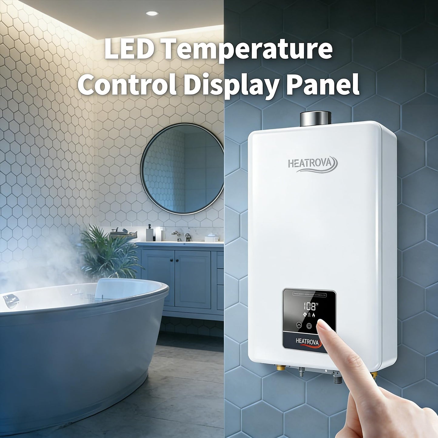 Propane Gas Tankless Water Heater Indoor,3.6 GPM 85,000 BTU,Instant Hot Water,Constant Temperature,Pure Copper Heat Exchanger,3/4" NPT Connection,On-Demand for 2–3 Fixtures, Apartment & Home Use