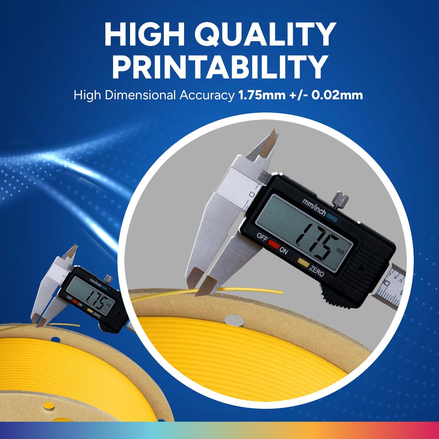 OVERTURE PLA Plus (PLA+) Filament 1.75mm, Stronger & More Durable, Professional Toughness 3D Printer Filament 1kg (2.2lbs), High Precision +/- 0.02mm, Tangle-Free (Yellow)