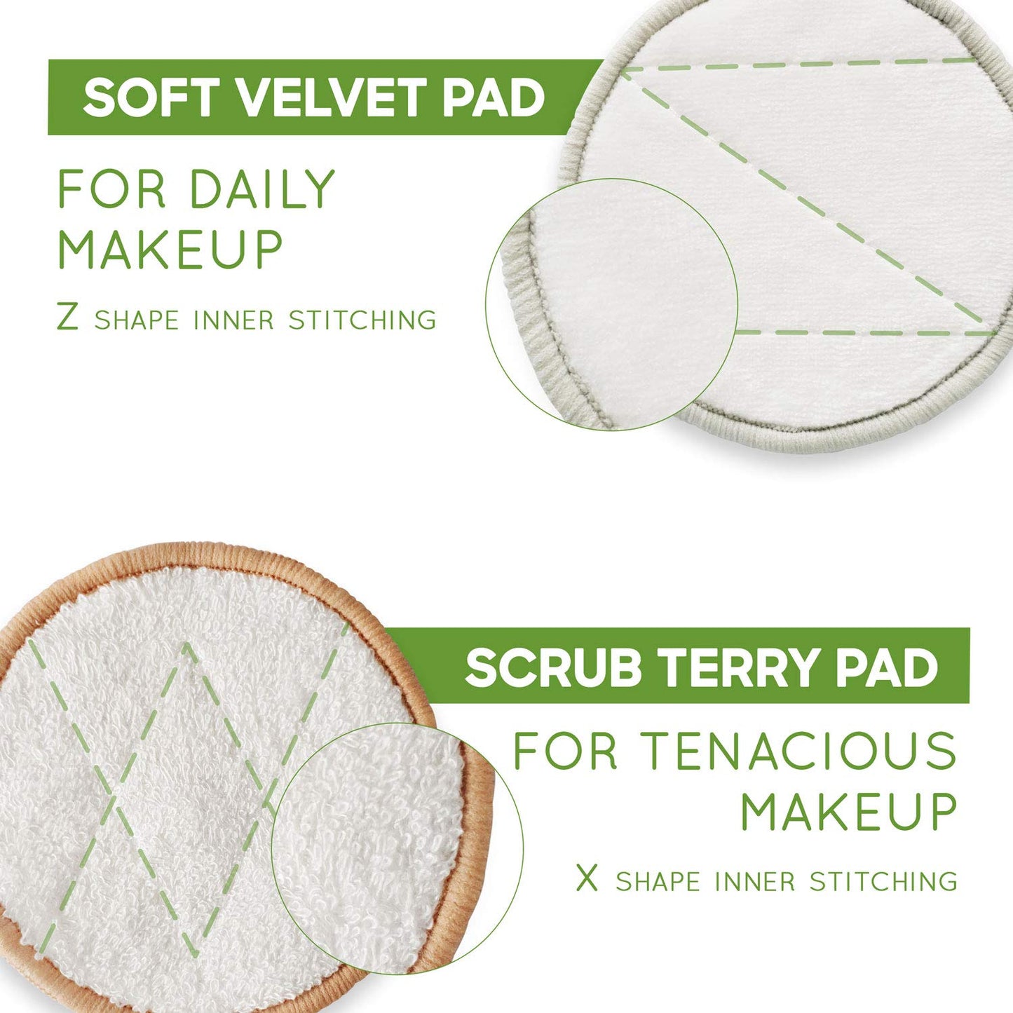 Bambaw Reusable Cotton Rounds for Face, 16 Rounds with 1 Bag for Laundry & Storage, Reusable Cotton Pads for Face, Soft & Exfoliating Eye Makeup Remover Pads