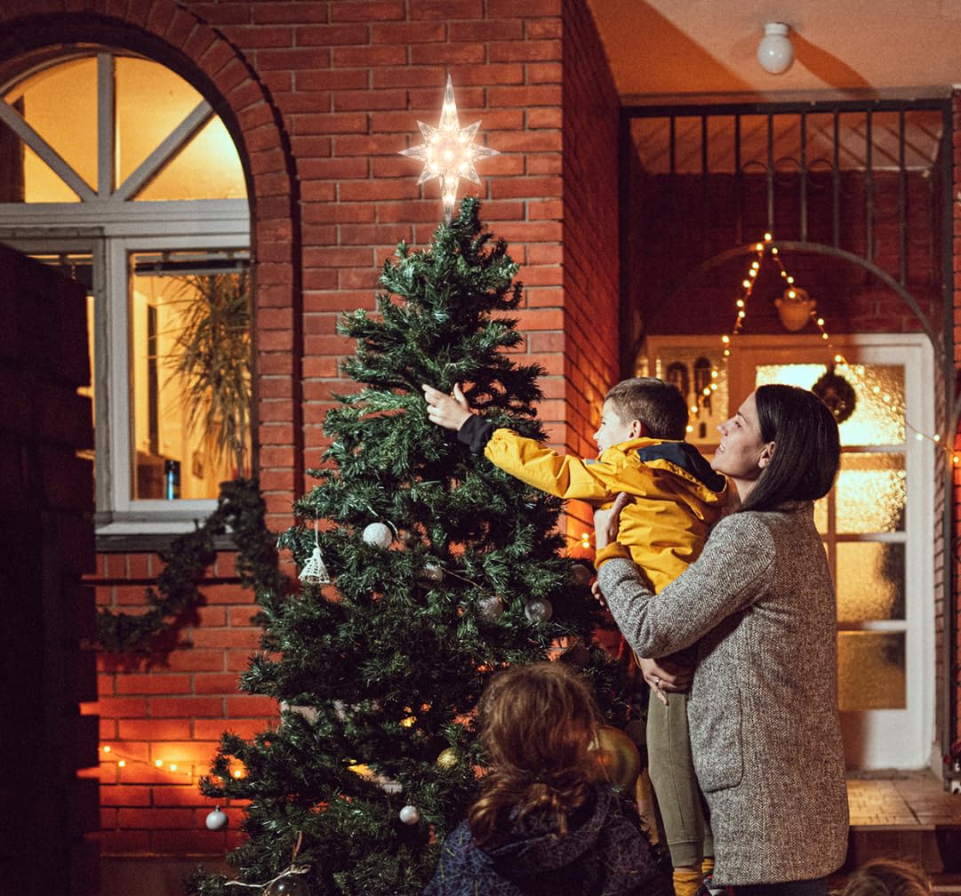 LAMPHOME Christmas Tree Topper,Bethlehem Star Tree Topper(12 Inch 10 Lights Clear Colour)