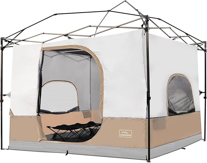 KAMPKEEPER Camping Inner Tent for Pop Up Canopy, Converts 10'x10' Straight Leg Canopy into Camping Tent–Fully Vented Roof(...