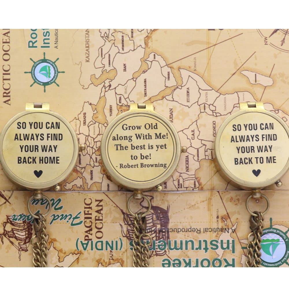 So You Can Always Find Your Way Back Home, Brass Compass Engraved Gifts for Men, Bronze Gifts for Men, Romantic Gifts for Him/Her, Keepsake Gifts for Husband, Personalized Gifts for Men