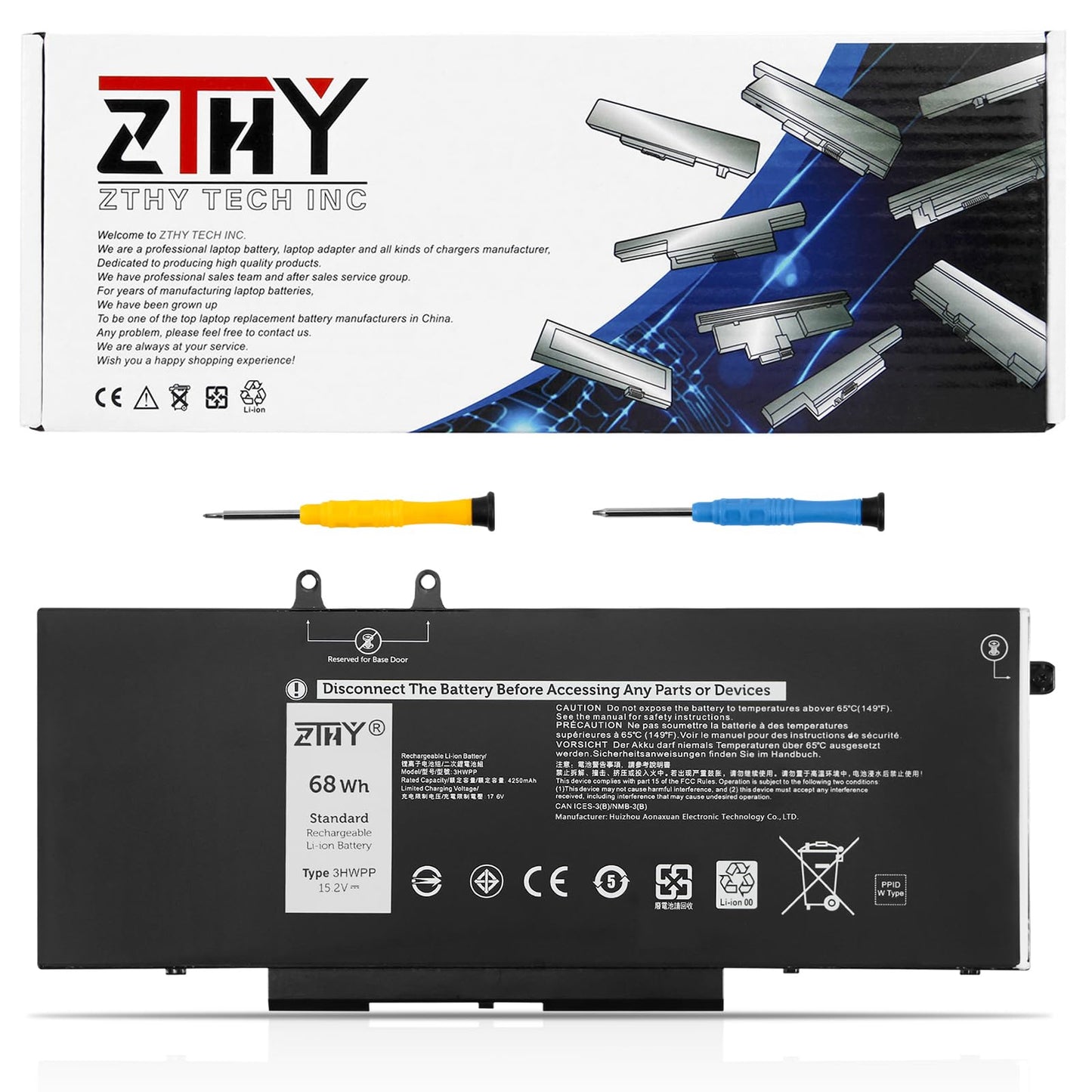 Zthy 68Wh 3Hwpp Battery Replacement For Dell Latitude 5401 5410 5411 5501 5510 5511 Precision 3541 3550 3551 Inspiron 7706 2-In-