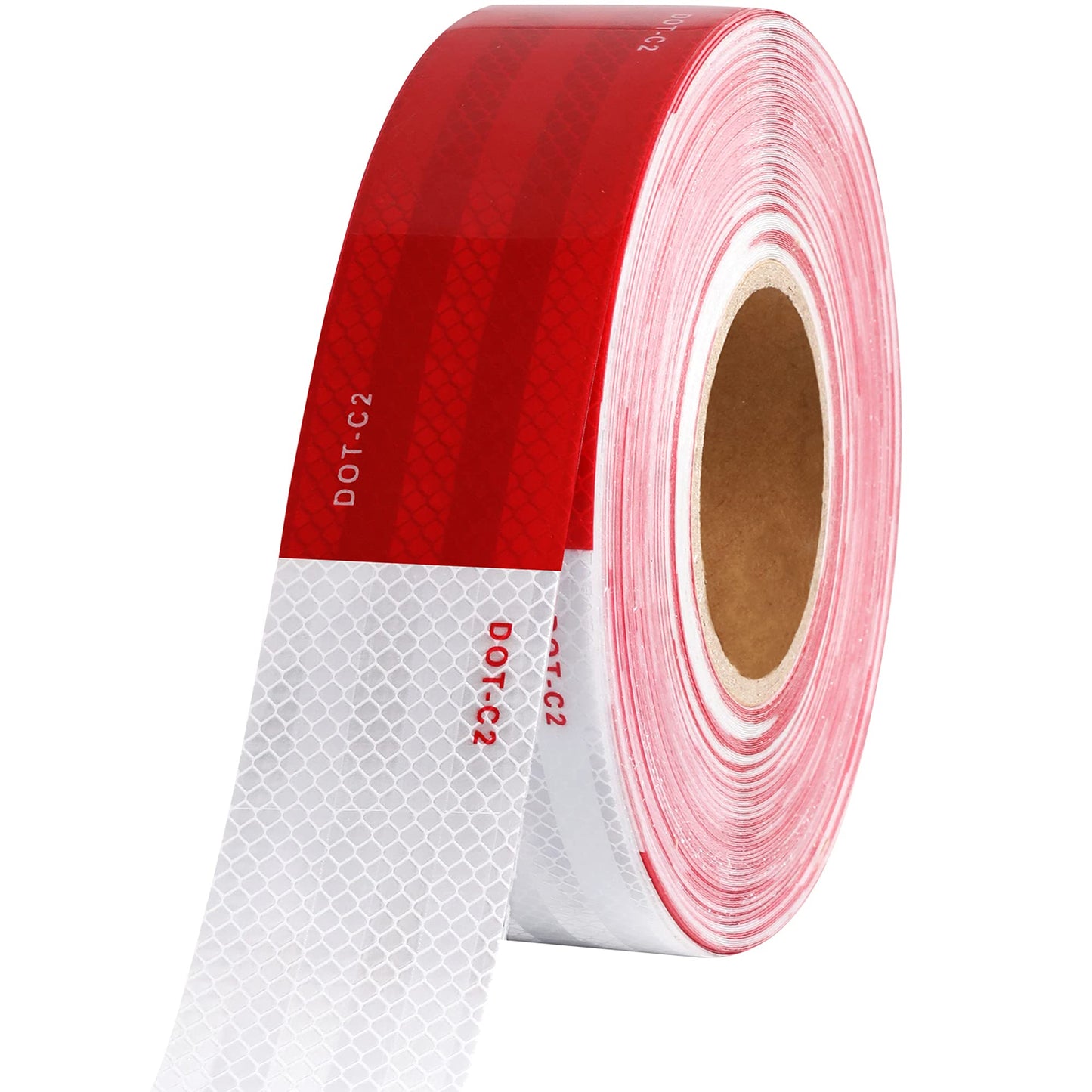 WAENLIR 2 inch x 160Feet Dot Reflective Tape Outdoor Waterproof High Visibility Safety Tape, Red and White Adhesive Conspicuity Tape for Trailer, Cars, Trucks, Cinta reflectiva para camiones