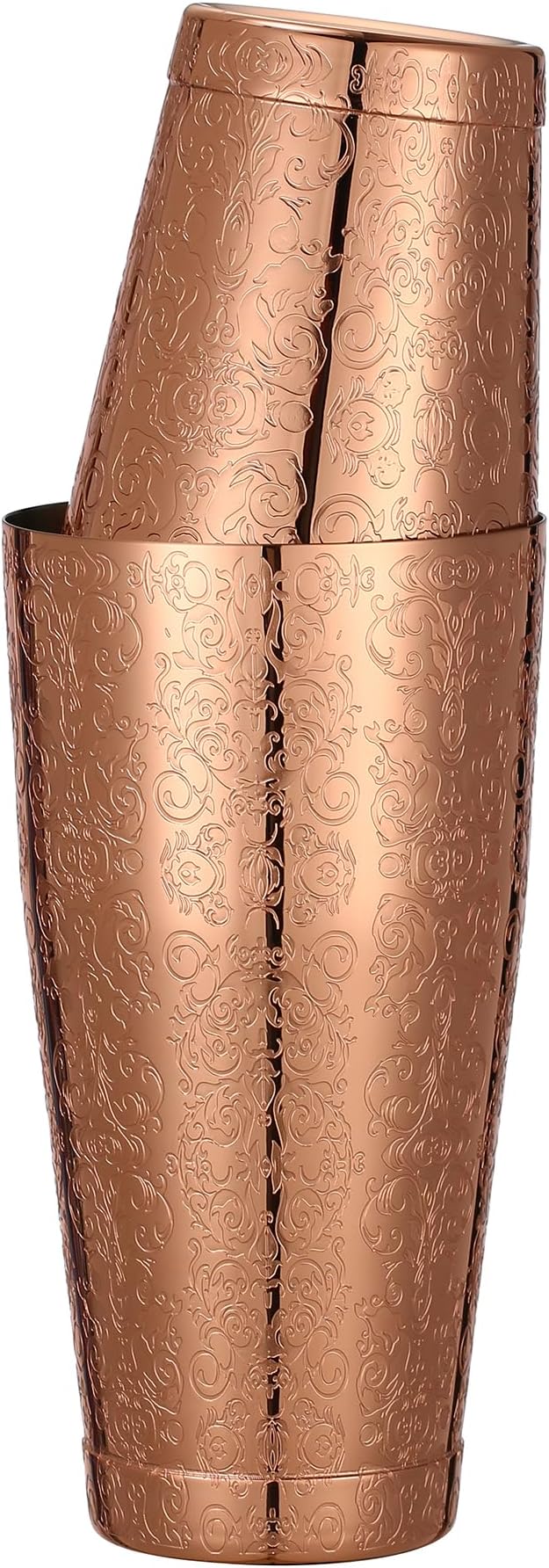 Stainless Steel Boston Shaker with Etched Pattern Weighted Shaking Tin Set (Spirit Copper Plated)