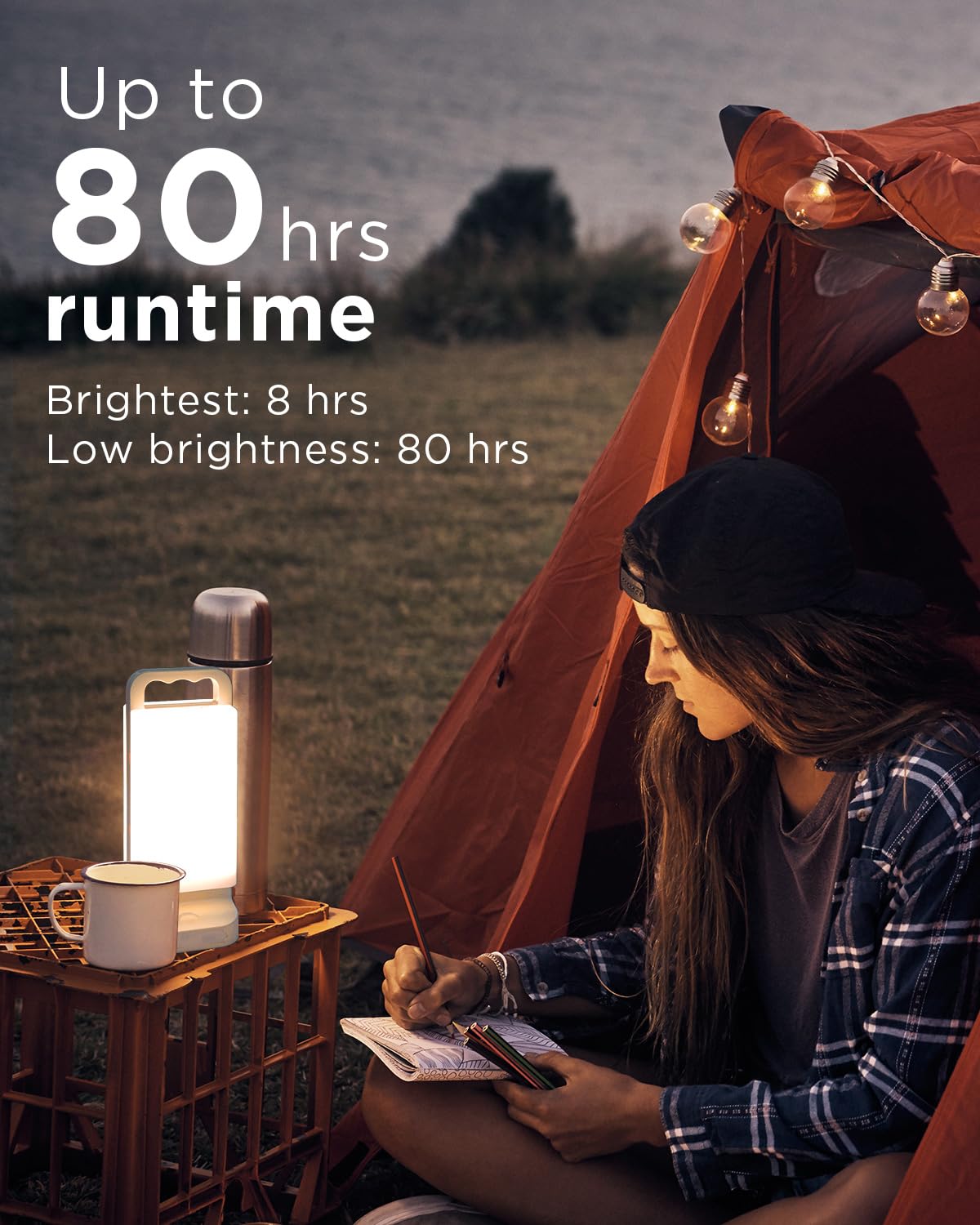 Lepwings Camping Lantern, solar Lanterns, 6000mAh Rechargeable Light 2-in-1 Dimmable Outdoor Waterproof Gear with USB Charging – lanterns for power outages Hurricane, Hiking, Fish, Emergency, and Home