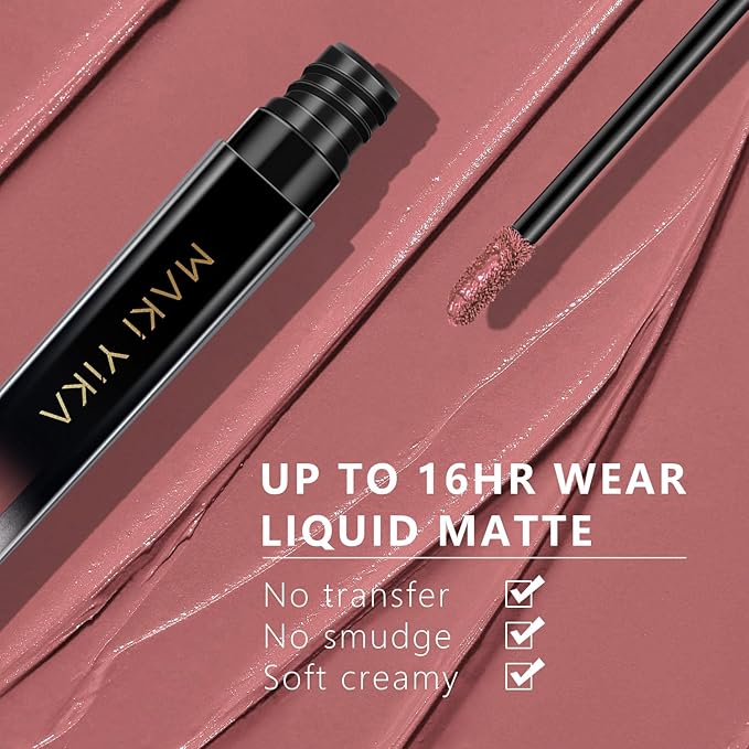 MAKI YIKA 3Pc Matte Lipstick Makeup, Red Pink Nude Lipstick For Women Long Lasting Smudge Proof Non Transfer Lip Makeup Cruelty Free |Red/Pink/Nude