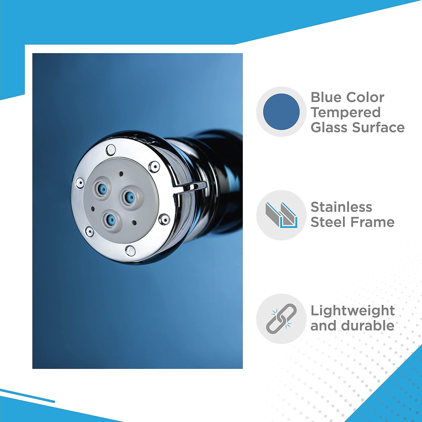 Blue Ocean 52" Stainless Steel SPS392H Shower Panel Tower System with Rainfall Shower Head and 8 Adjustable Massage Jets