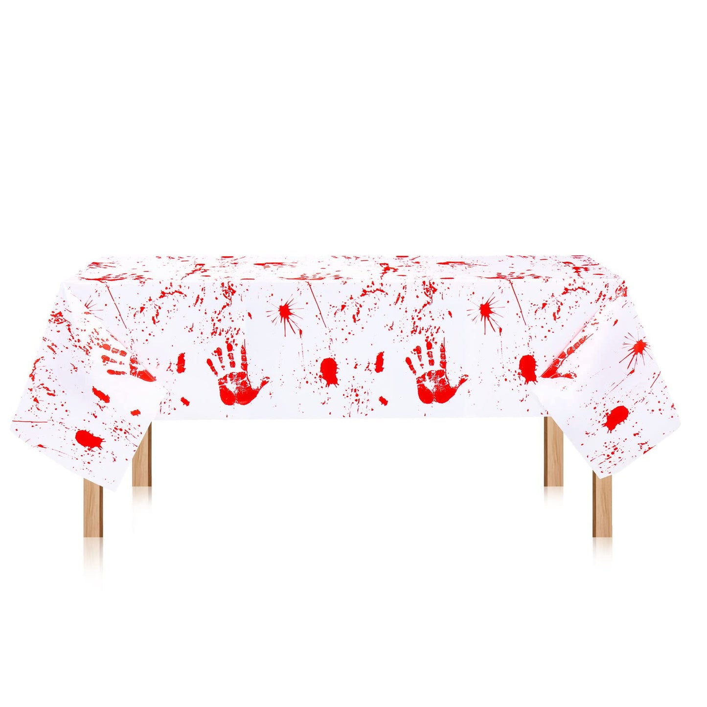 Grabo Bloody Zombie Rectangular Tablecloth, 108 x54in, Polyethylene, White, Halloween Party Supplies Decoration
