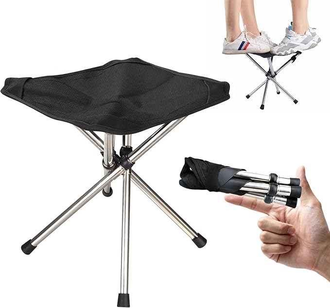 JVZI Ultra-Lightweight Camping Stoo - 260lbs Capacity | 13.8in Expanded Height | 1.2lbs Ultra-Light & Waterproof | 1-Pull ...