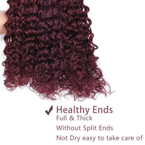 Fabimiya Human Hair Bundles Burgundy 99J Water Wave 18 20 22 Inch Bundles Human Hair 100% Unprocessed Burgundy Soft Sewn In Hair with Double Weft for Black Women