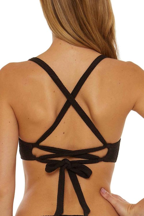 Trina Turk Women's Standard Black Sands Underwire Bikini Top, Adjustable, Tie Back, Swimwear Separates