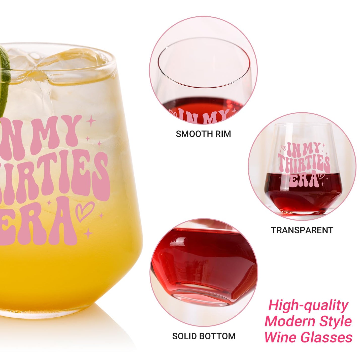 30th Birthday Gifts For Her - In My 30s Era Wine Glass, Best 30th Birthday Gifts For Women, 30 Years Old Gifts For Sister, Son, Daughter, Mom, Best Friend, Birthday Glass For Decorations, 18oz