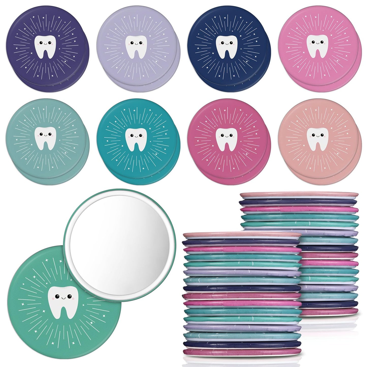 Geetery 18 Pcs Dentist Appreciation Gifts Tooth Compact Mirrors Dental Hygienist Assistant Accessories for Dental Students Woman