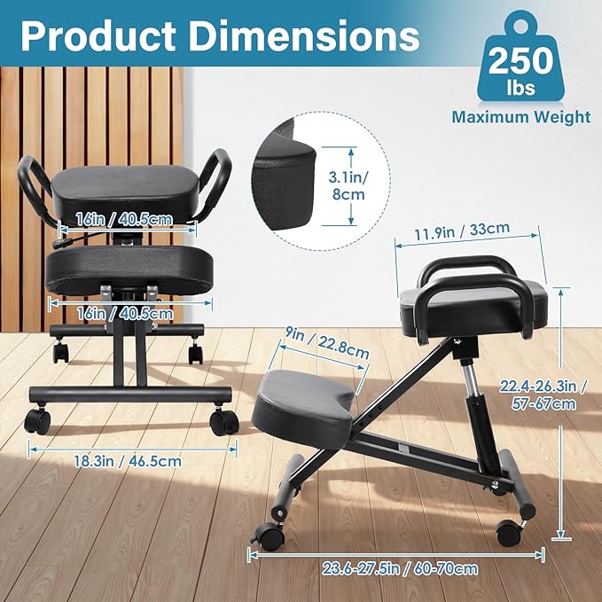 Kneeling Chair, Ergonomic Kneeling Chair, kneelings Office Chairs with Adjustable Height and Lumbar Support for Banking Meeting Room Office Home Reception,Improve Postures,