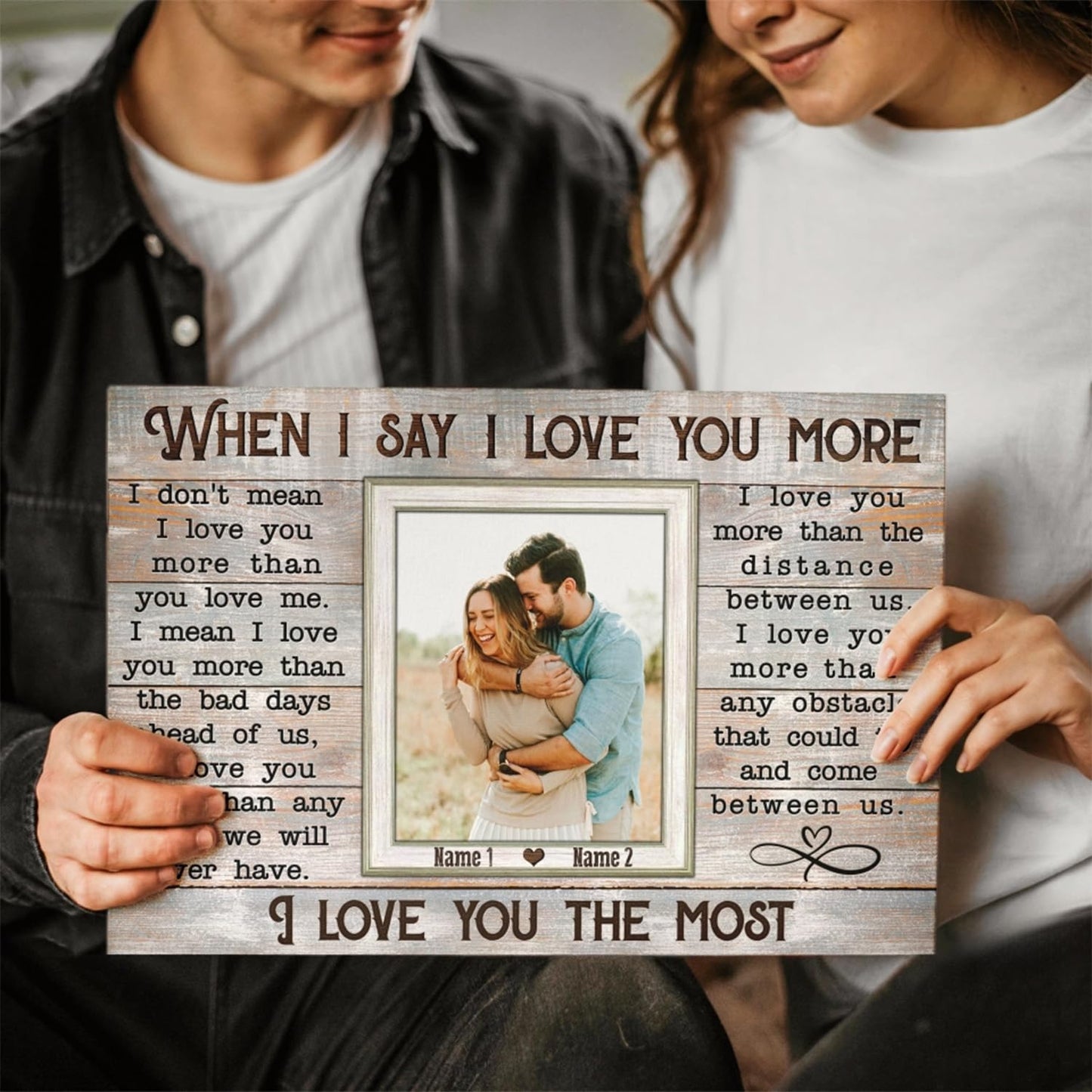 DemCanvas Personalized “When I Say I Love You More” Photo Canvas – Custom Names & Date – Wedding Gifts for Couples 2025, Anniversary Couple Gift for Wife, Bride & Groom Engagement Picture Frame, Romantic Wall Art