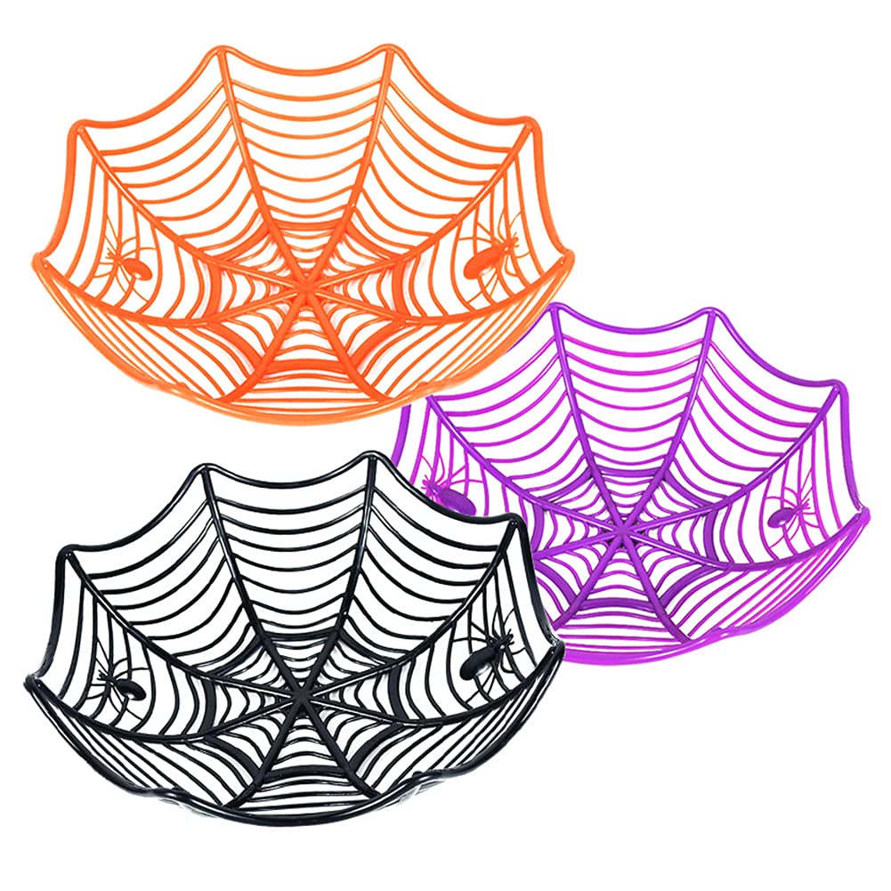 Spider Web Plastic Baskets & Bowls - Halloween Decorations - Trick or Treat Candy Holder - Party Decor