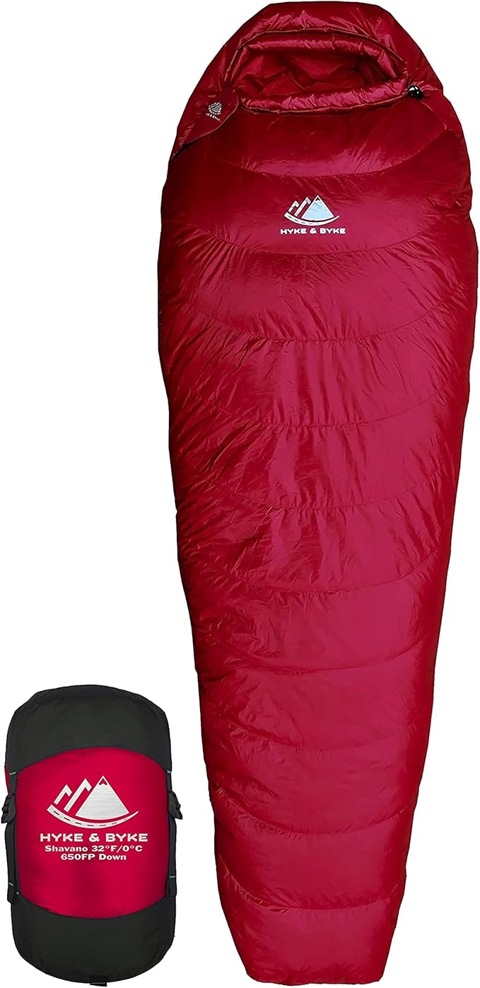 Hyke & Byke Shavano 32 F Hiking & Backpacking Sleeping Bag - 3 Season, 650FP Duck Down Sleeping Bag - Ultralight - Black -...
