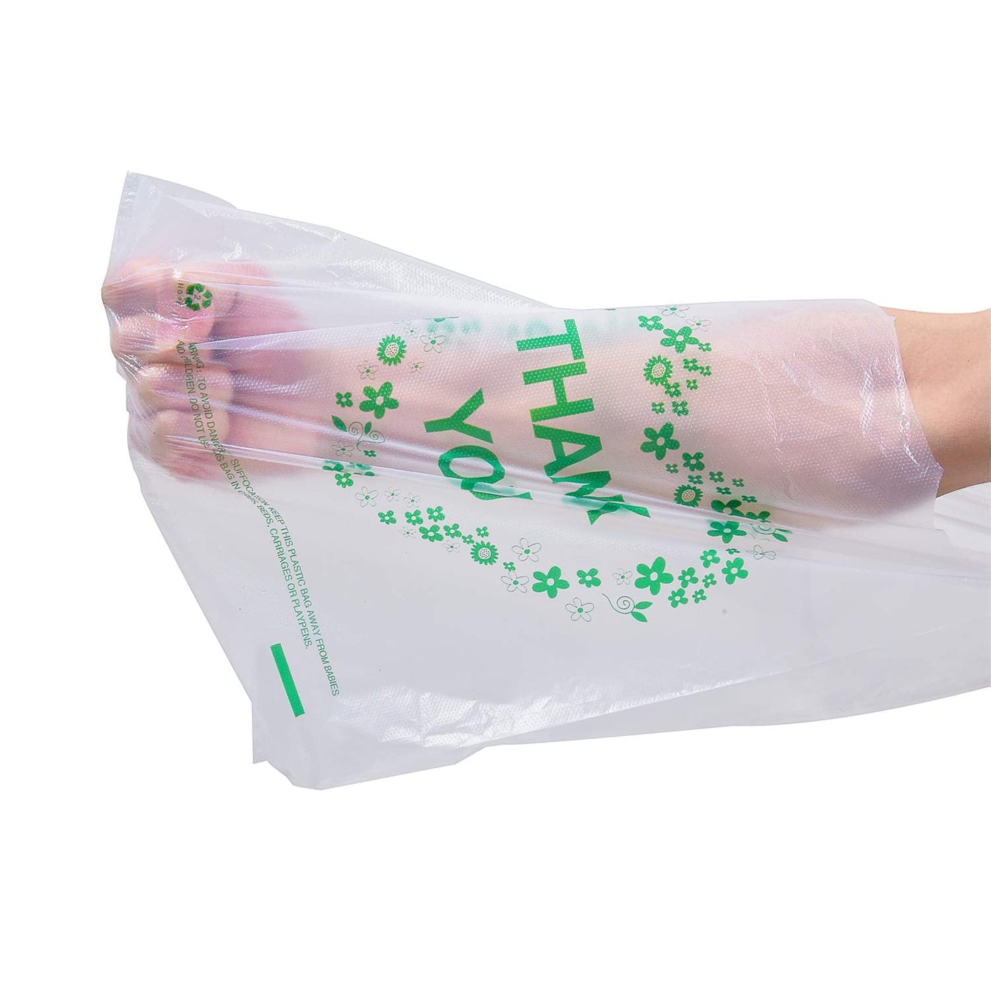 LazyMe Thank You T Shirt Bags White Plastic Grocery Bags with Handles, Standard Supermarket Size, 12 x 20 inch (100 pcs)