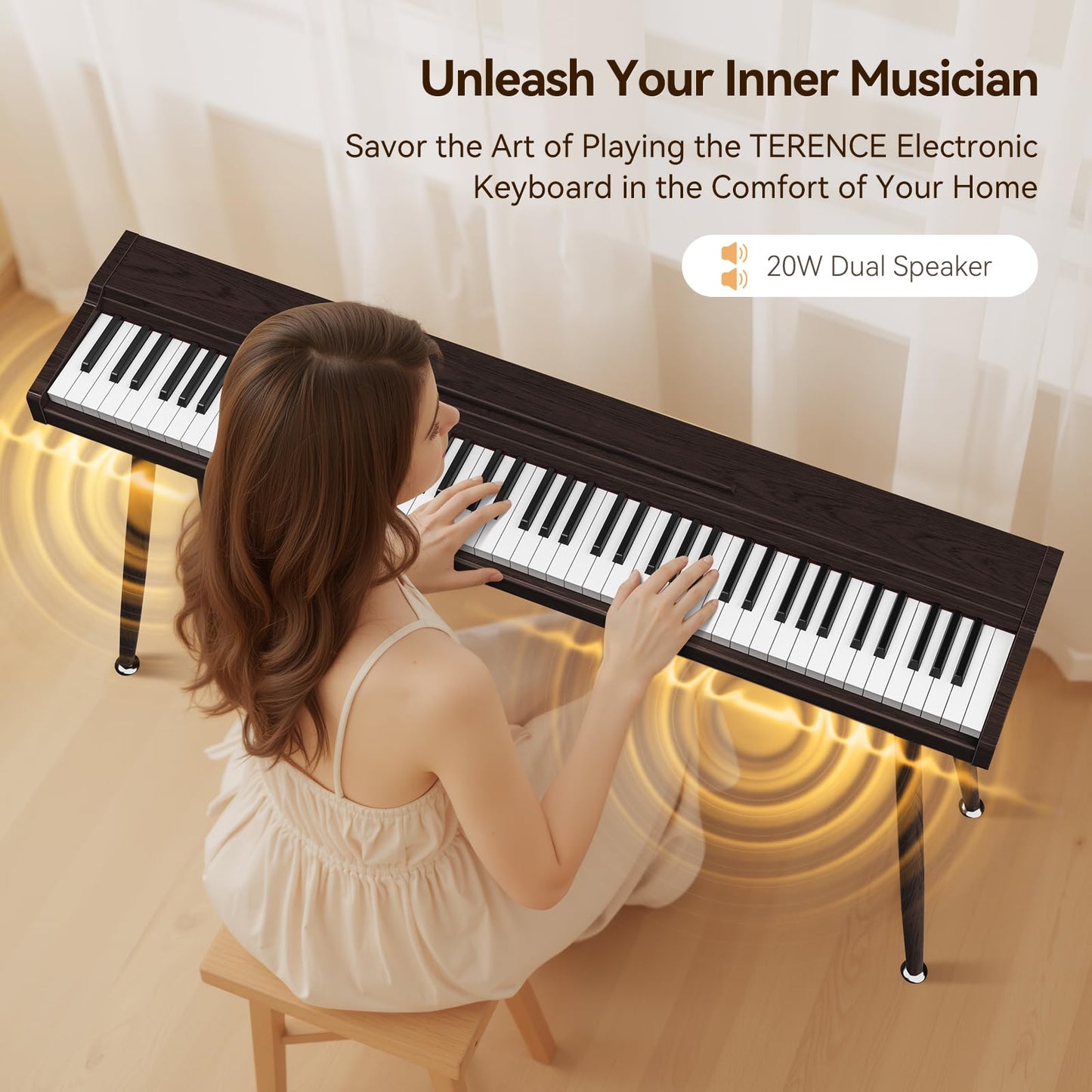 Keyboard Piano 88 Key Digital: 88 Key Piano keyboard Semi-Weighted Full Size Keyboard Digital Premium Sound MIDI Headphone Jack Triple Pedal Compact Design for Beginners to Professionals (Walnut)