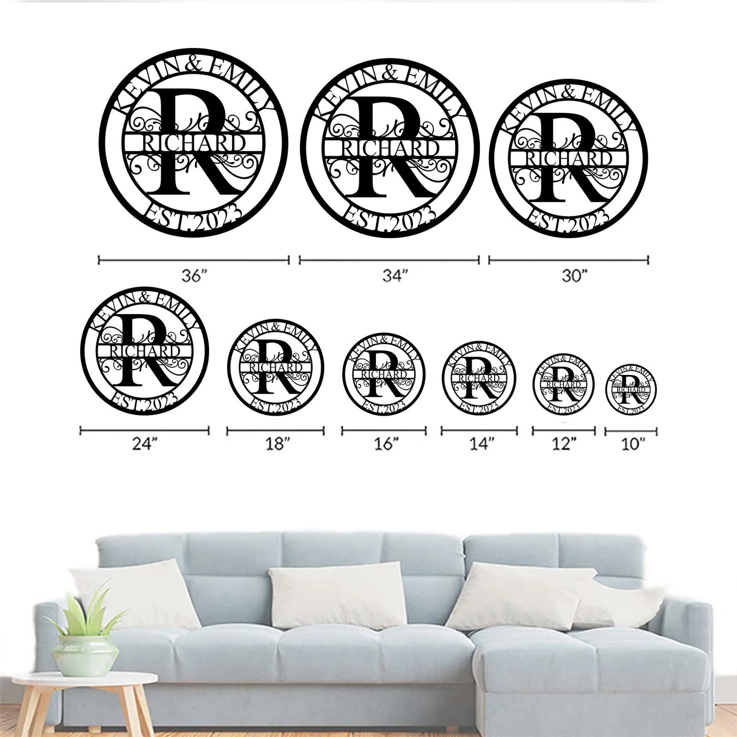 Custom Metal Sign - Last Name Signs - Monogram Wall Decor- Family Sign - Metal Signs for Outdoor - Personalized Wedding Gift for Couples
