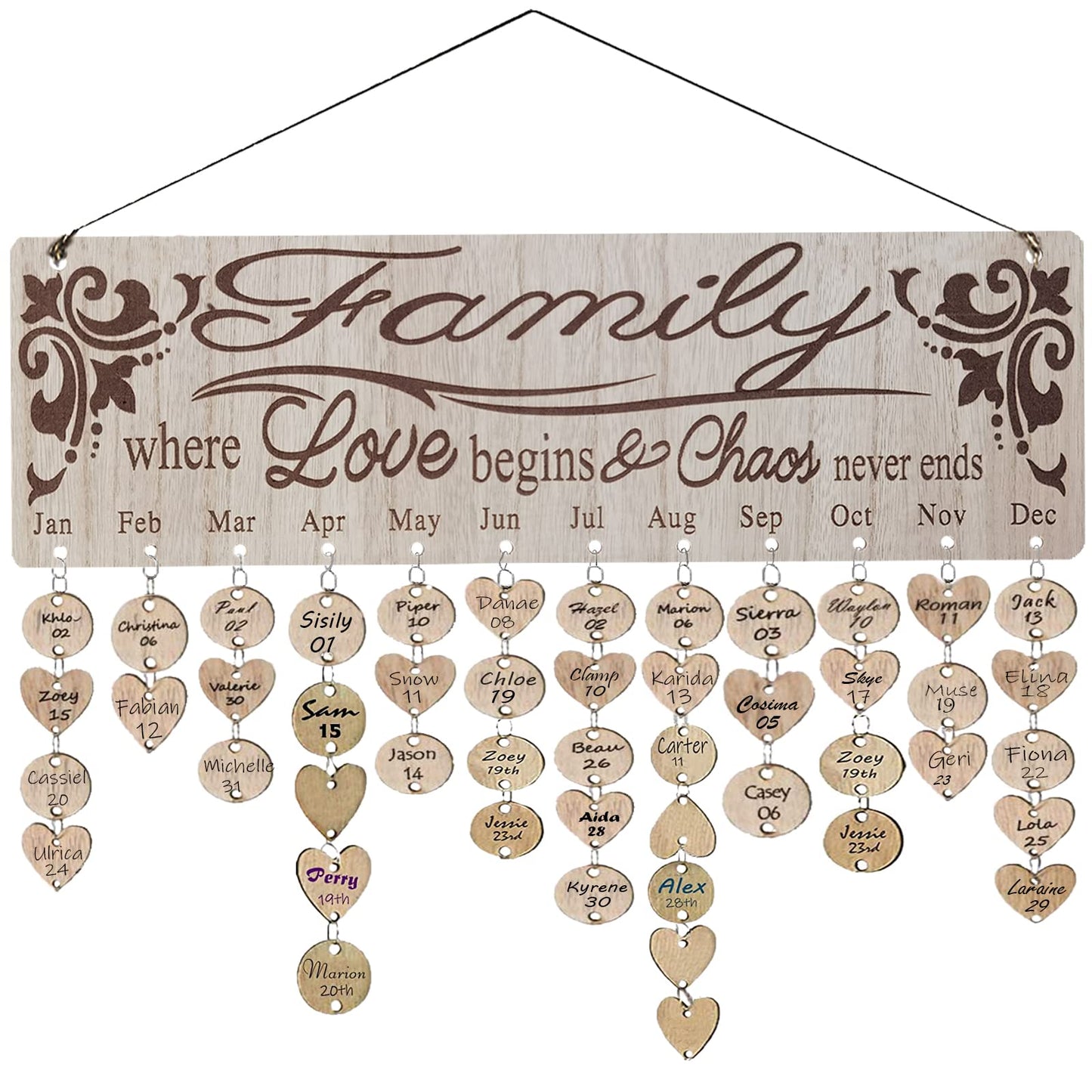 Christmas Gifts for Mom from Daughter Son, Family Birthday Reminder Calendar Board, Best Birthday Christmas Gifts Present for Family Friends, BirthdayWall Hanging to Remember Everyone’s Birthday