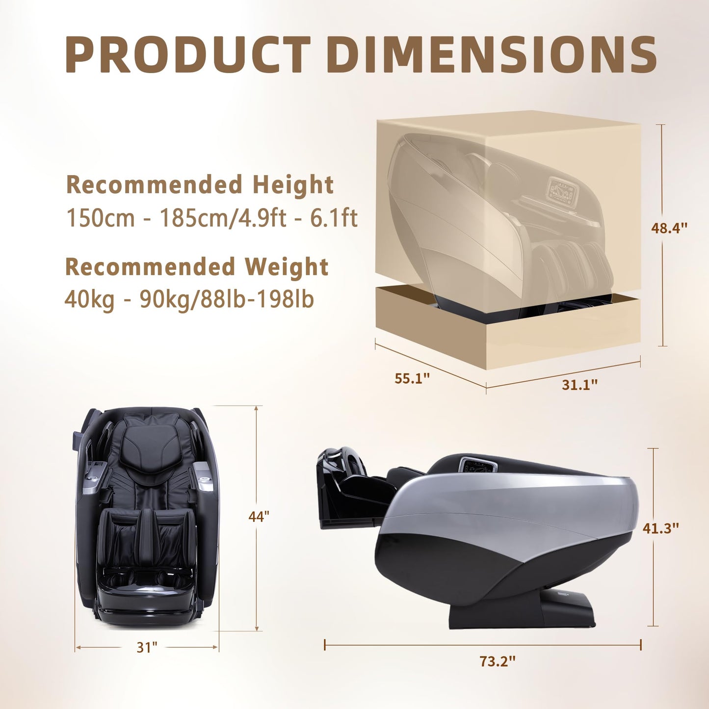 Reexinfty 4D Massage Chair Zero Gravity Full Body SL Rail Massage Chair with 20 Auto Programs Built-in Aroma System (Black)