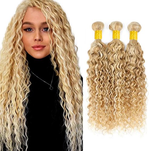 613 Human Hair Bundles P27/613 Water Wave Bundles Blonde Wet and Wavy Bundle 18 20 22 inch #27 and 613 Color