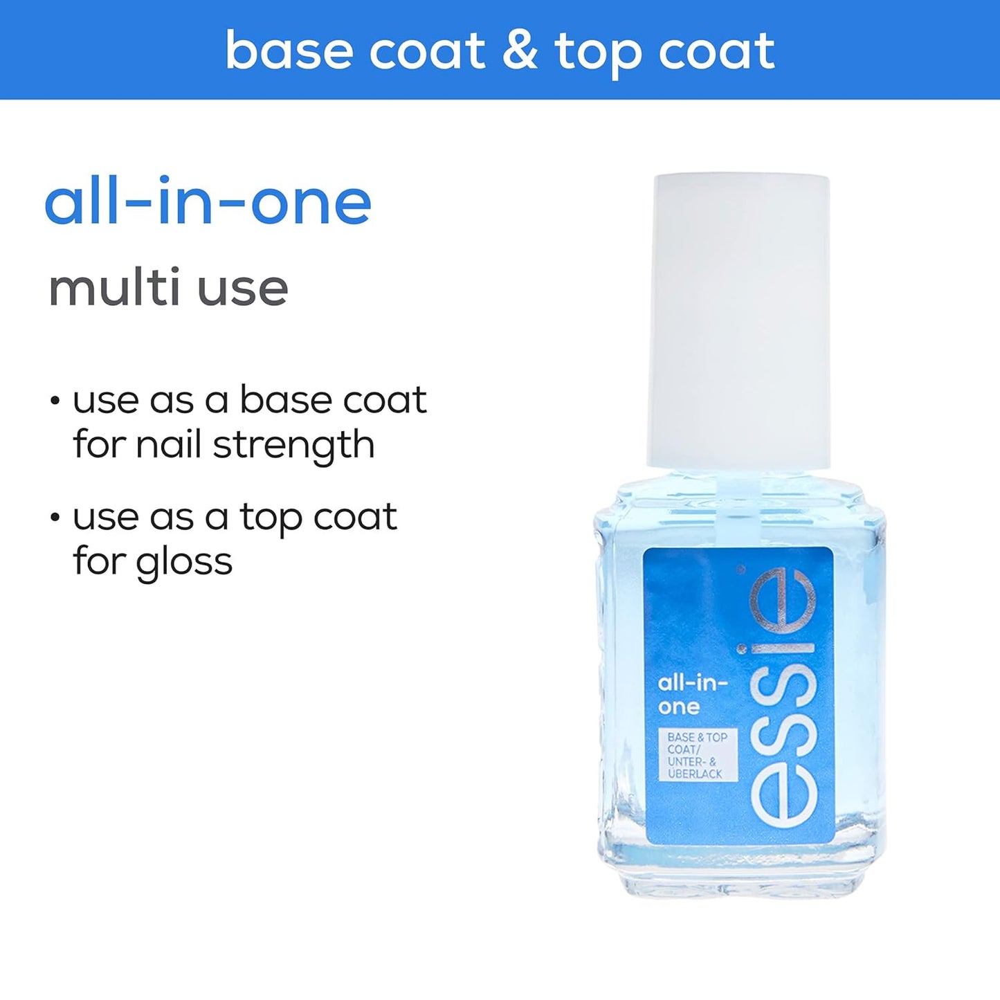 Essie Nail Polish Natural Mani Kit, Ballet Slippers, Sheer Pink Nail Polish + Essie All-In-One Base Coat +Top Coat + Strengthener, Gifts For Women And Men, 0.46 Fl Oz Each
