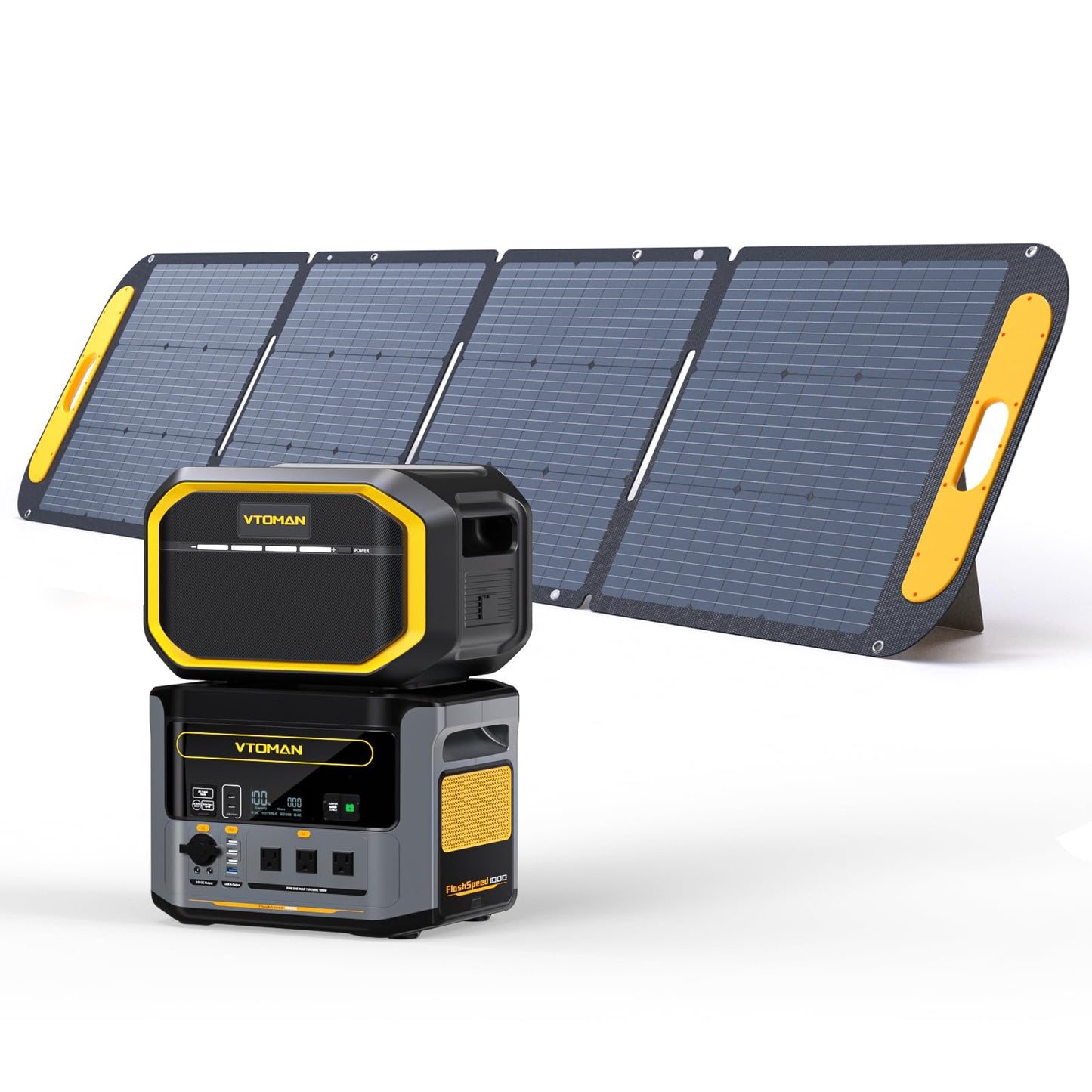 Vtoman 2376Wh Portable Power Station Bundle With Extra Battery & 200W Solar Panel Included - Up To 2000W Solar Power Generator F