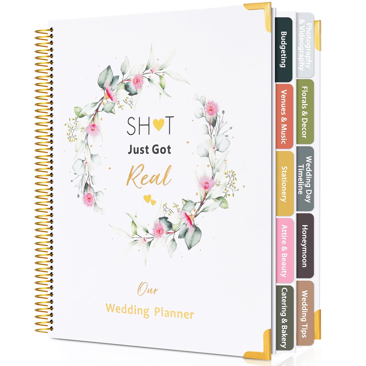 Wedding Planner Book and Organizer-176 Pages Bridal Wedding Planning Book with Sticker Checklists and Calendars for Bride To Be, Unique Engagement Gifts for Newly Engaged Couples