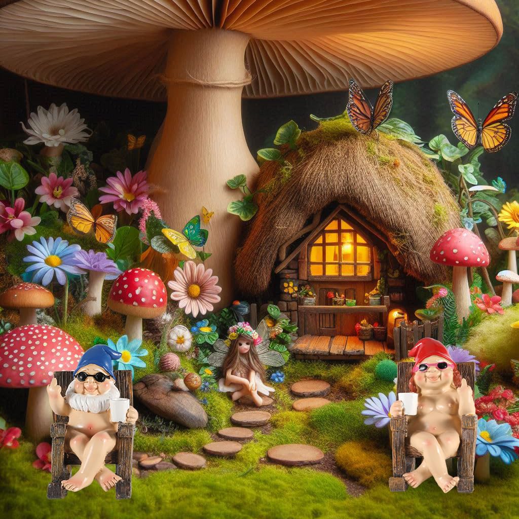Funny Naked Gnomes Set – Durable Resin Miniature Fairy Garden Gnomes Perfect for Indoor and Outdoor Decor - Middle Finger Gifts - Naughty Gifts for Women Man (Rectangular)