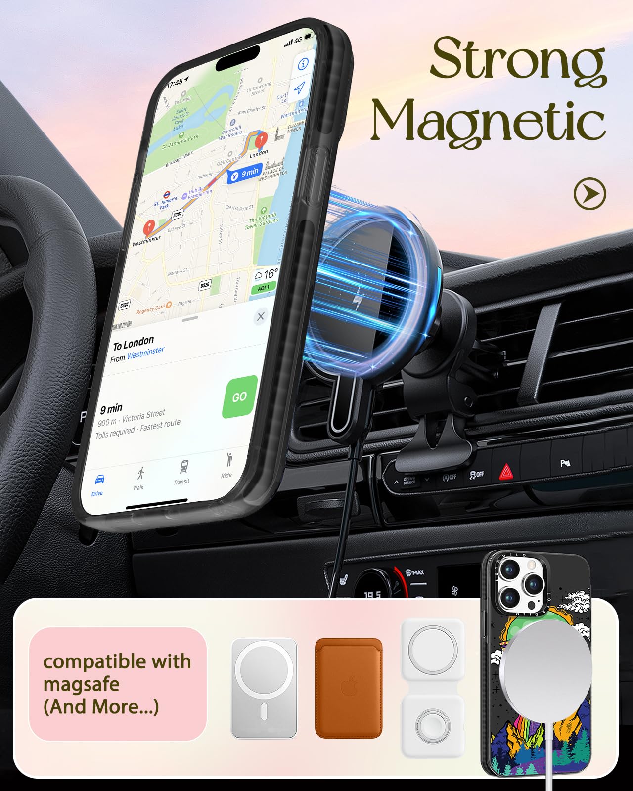 Lotadilo For Iphone 13 Pro Case For Women Girls - Cute Design Compatible With Magsafe Magnetic Ring Holder Stand Ufo Alien Aesth