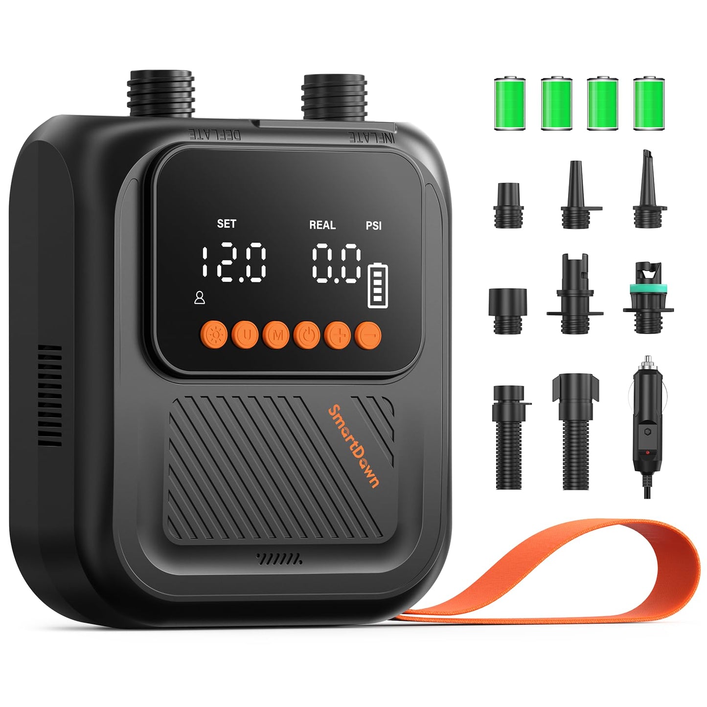 SmartDawn Rechargeable Paddle Board Pump, 20 PSI High Pressure Portable SUP Air Pump with Dual Stage Inflation & Deflation, 3x4500MAH, 30% Faster with Auto-Off, Ideal for Kayaks, Boats, and Tents