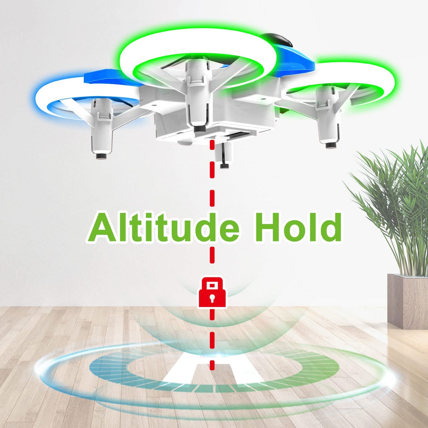 Dwi Dowellin 4.9 Inch Mini Drone for Kids LED Night Lights One Key Take Off Landing Flips RC Remote Control Small Flying Toys Drones for Beginners Boys and Girls Adults Nano Quadcopter, Blue