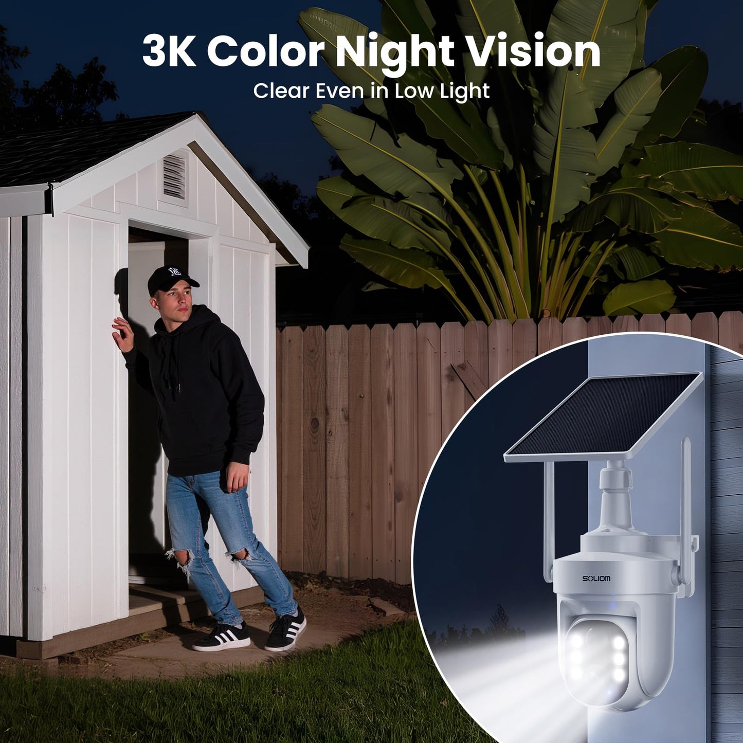 SOLIOM Security Cameras Wireless Outdoor, 6-Camera Solar Security System, 5MP 3K Color Night Vision, Radar Motion Detection, 360° Auto Tracking, No Monthly Fees, 64GB Local Storage
