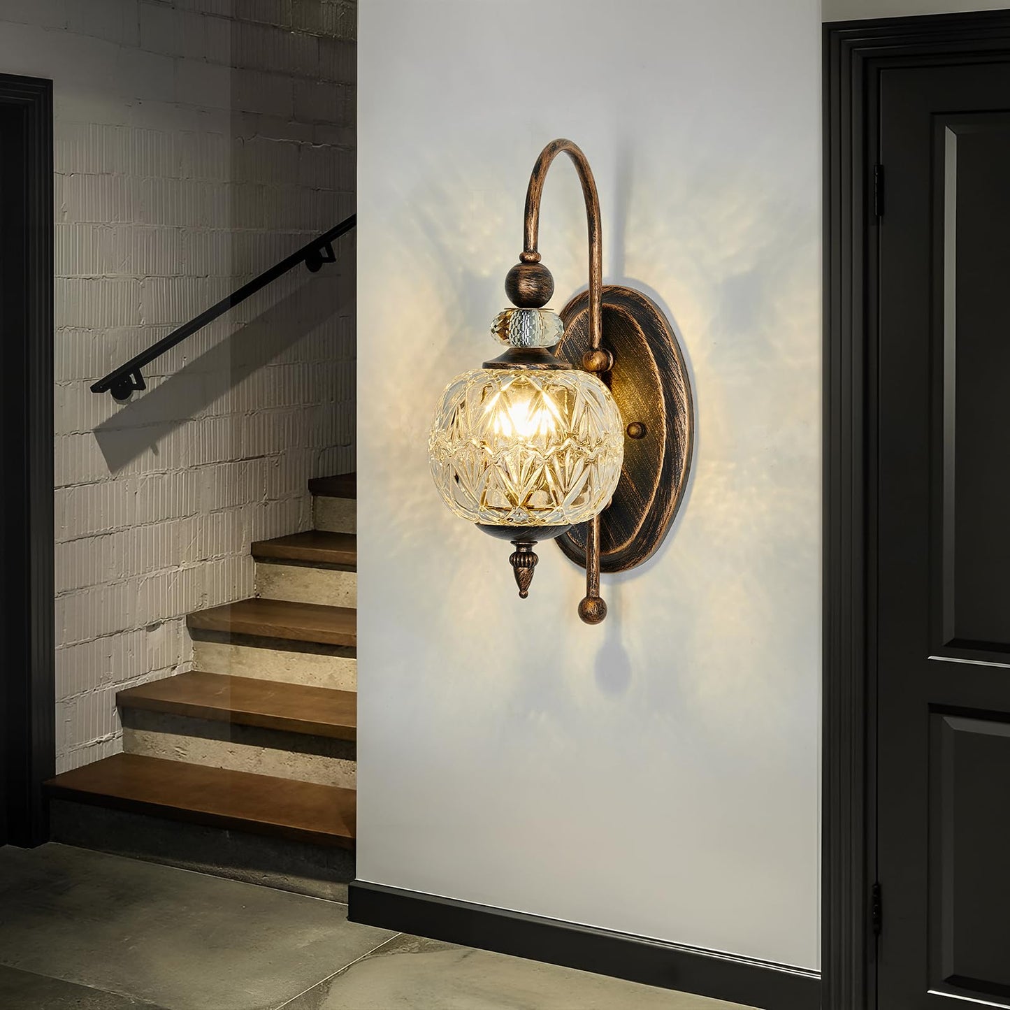 Piepooye Vintage Bronze Wall Sconce with Glass Globe Shade Mid Century G9 Bulb Wall Light Indoor Wall Lamp for Bathroom Farmhouse Bedroom Living Room Hallway