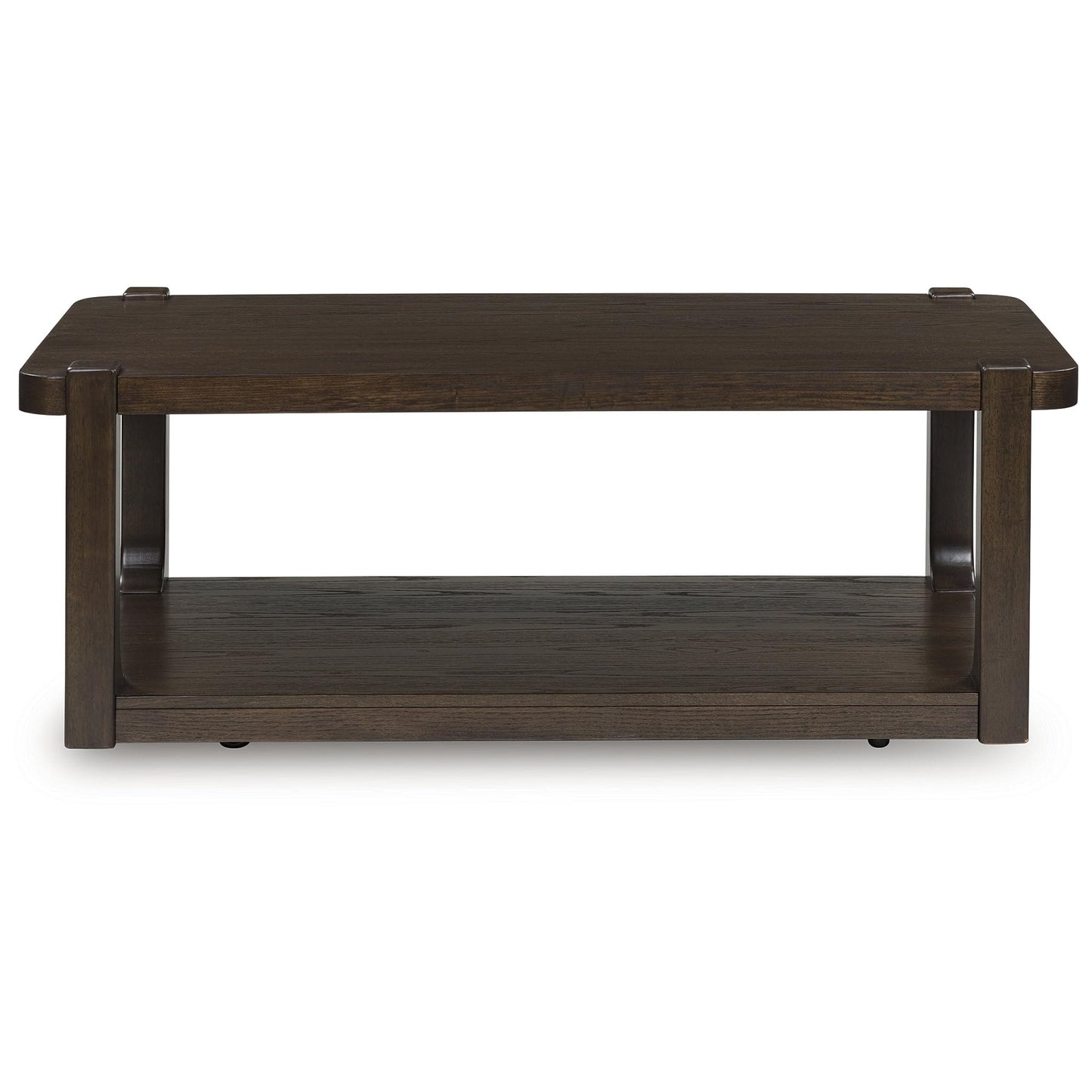 Signature Design by Ashley Breckington Contemporary Coffee Table with Lower Shelf and Casters, Dark Brown
