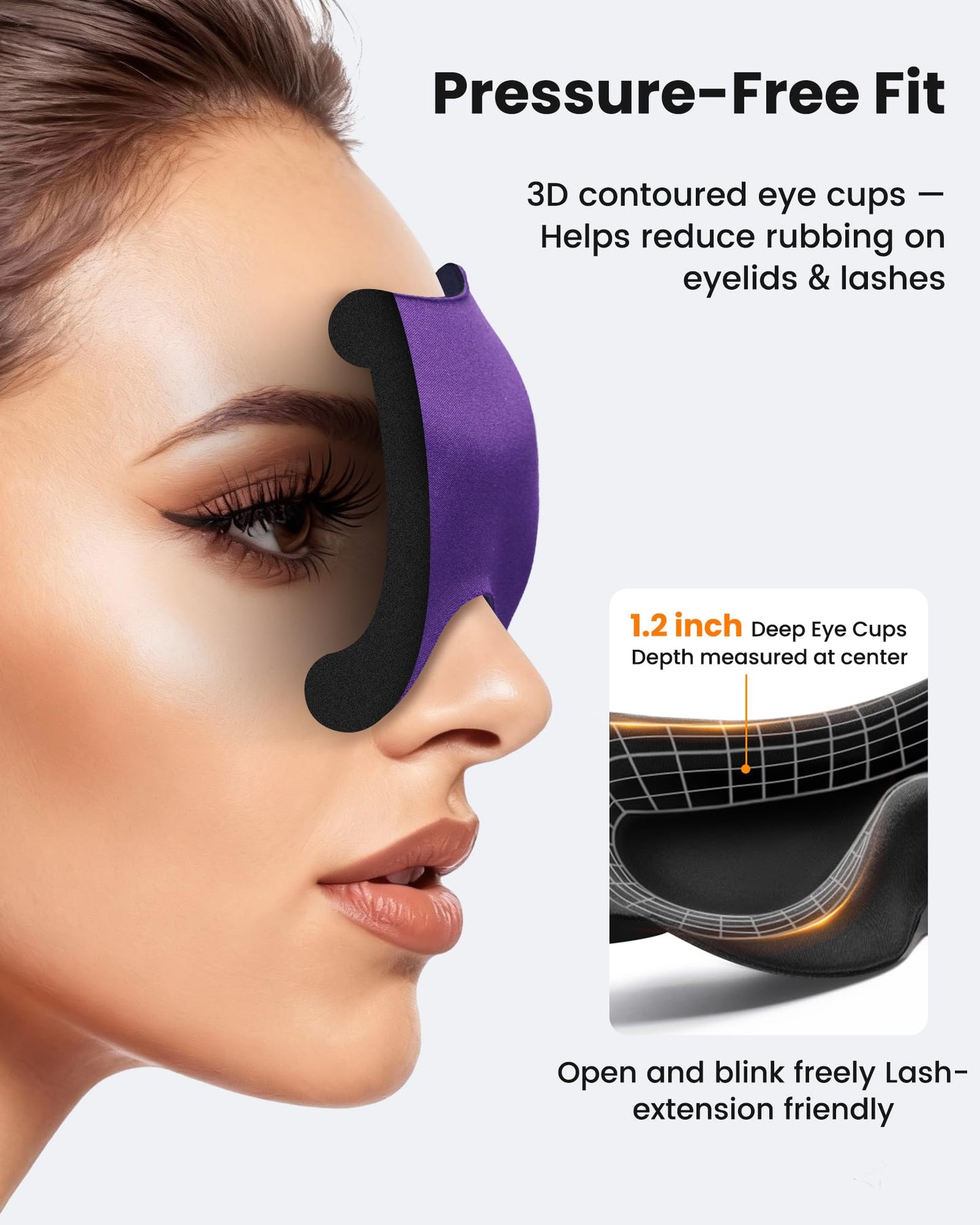 3 Pack Sleep Masks for Women & Men: True Blackout Eye Mask for Sleeping, 3D Contoured Zero Eye Pressure, Lash-Friendly (Blink Freely), Side Sleeper Comfort, Adjustable Strap Blindfold, Night Eye Cover