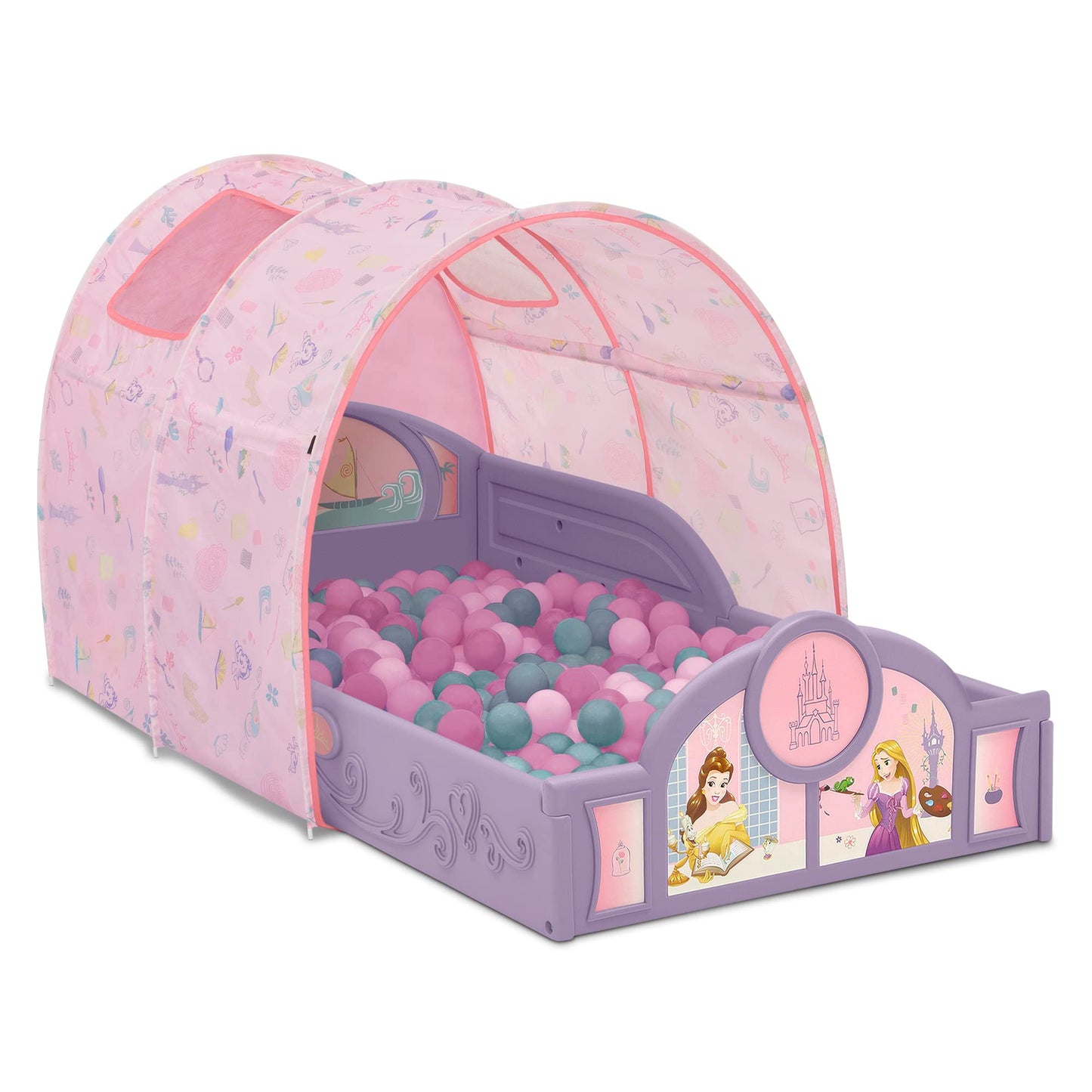 Delta Children - Disney Princess Sleep and Play Toddler Bed with Tent, Purple/Pink