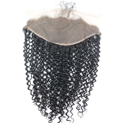 Kikzok Dreambeauty Transparent Lace 13x6" Lace Frontal Closure Kinky Curly Human Hair Pre-Plucked Natural Hairline with Baby Hair Natural Black (16 Inch)