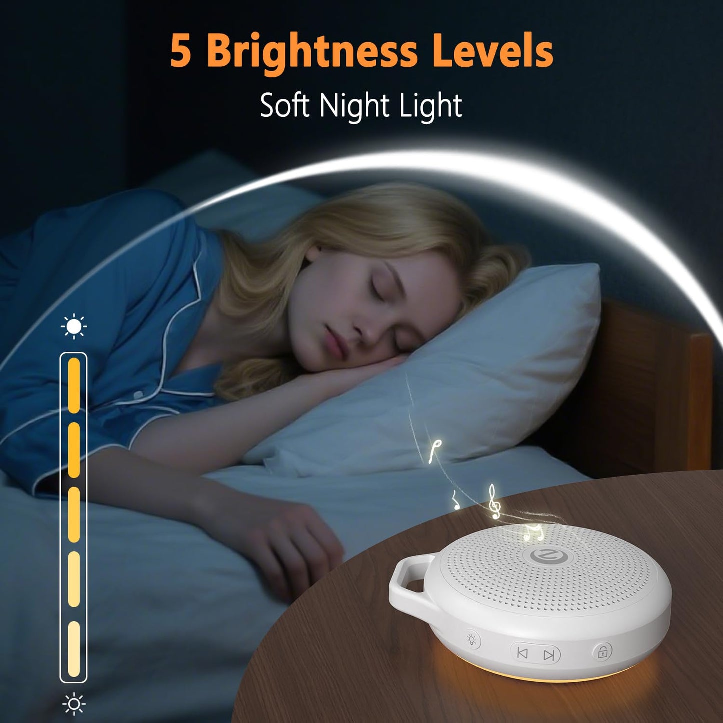 Nytpal Portable White Noise Sleep Sound Machine for Home and Travel. Perfect for Your Sleeping Baby with a dimmable Night Light and Long Battery Life. Baby Essential Adult/Child Lock Feature