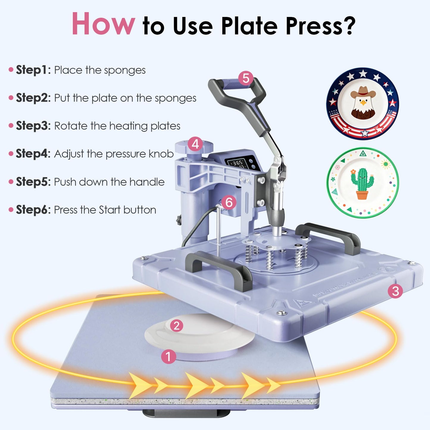 Seeutek 8 in 1 Heat Press Machine 15x15 Inch, Swing Away Digital Sublimation Heat Transfer Press with 20oz & 30oz Tumbler Attachments for T-Shirts, Mugs, Hats & Plates, Lavender
